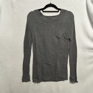 Ann Taylor LOFT Sweater Wool Blend Gray Pullover Round Neck Size Large